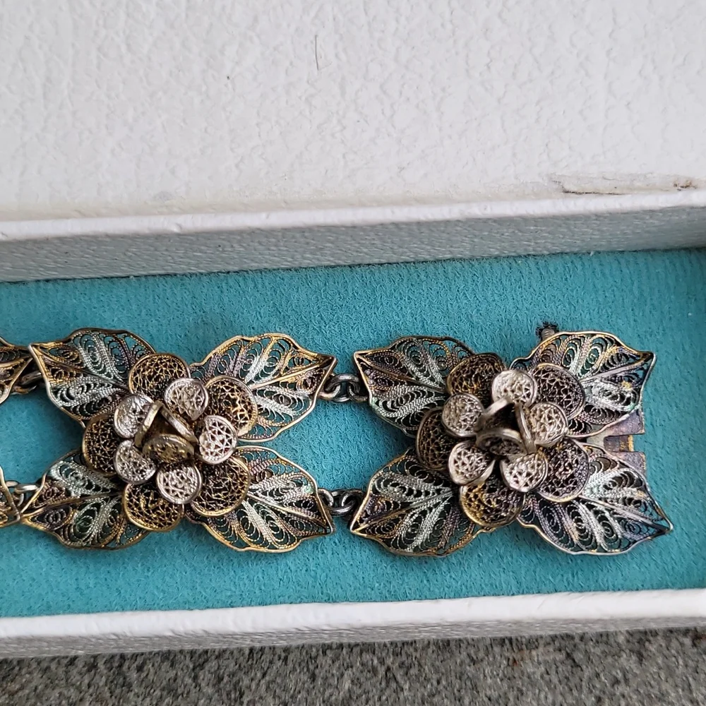MCM Filigree linked floral rosette bracelet Spritzer & Fuhrmann - Picture 7 of 16